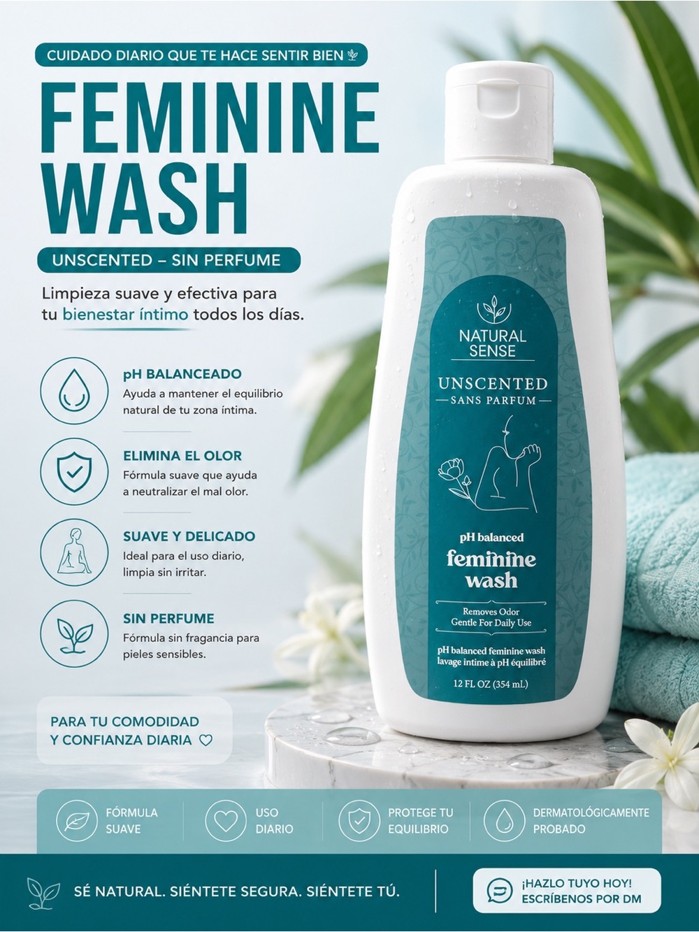 Unscented Feminine Wash - Gentle Daily Care (Teal)